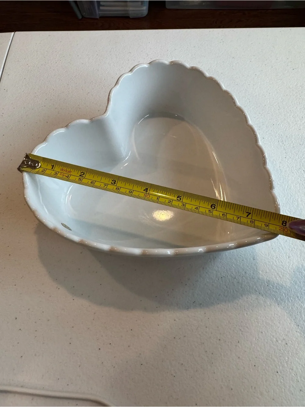 Heart-Shaped Ceramic Serving Bowl Plant Dish Knickknack Trinket Tray — White